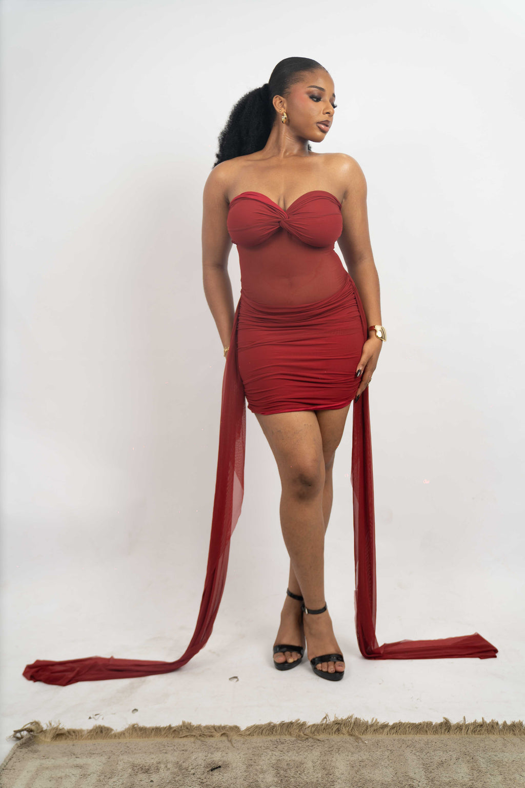 Strapless Mini drape dress