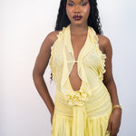 Ruffle halter mini dress