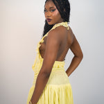 Ruffle halter mini dress